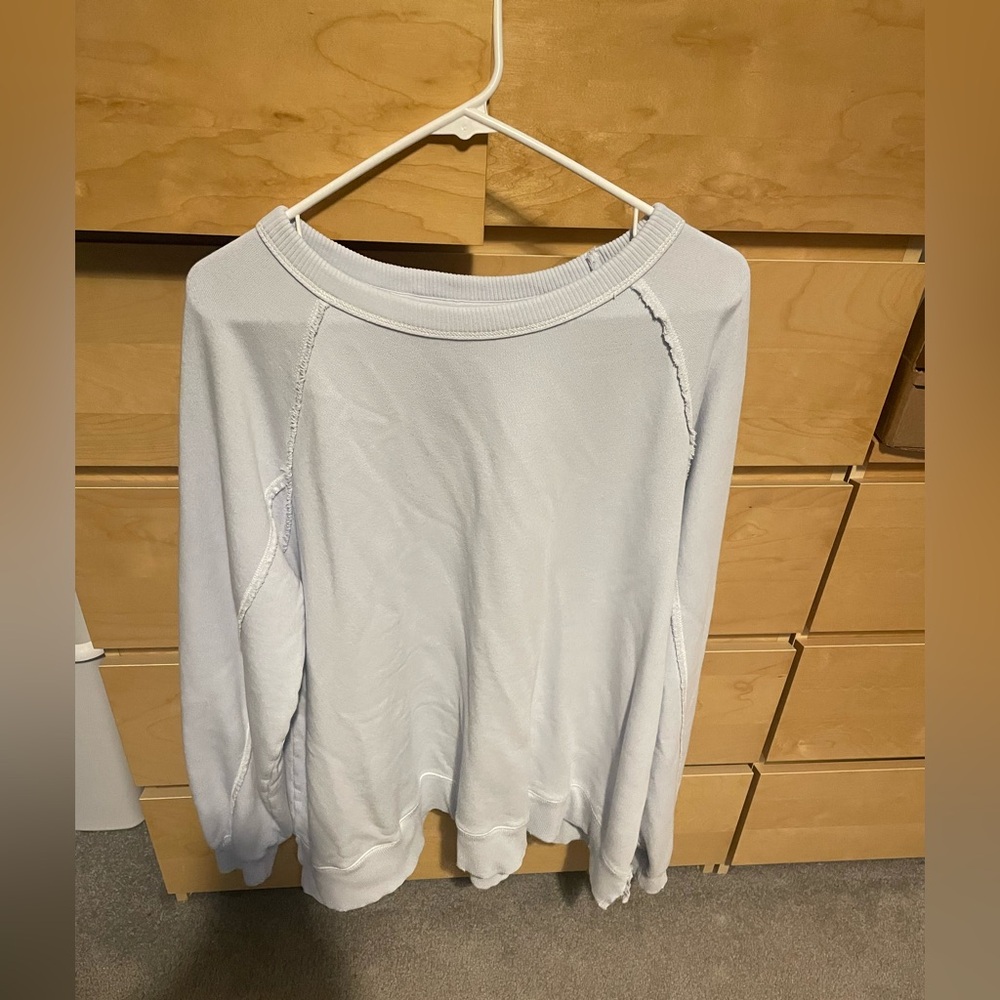 Aerie East West Crew Sweatshirt Light/Pale Blue size: Medium